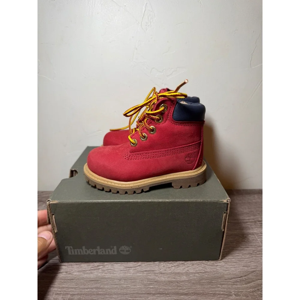 Timberland Boots 6-Inch Premium Waterproof Red Toddler Size 5